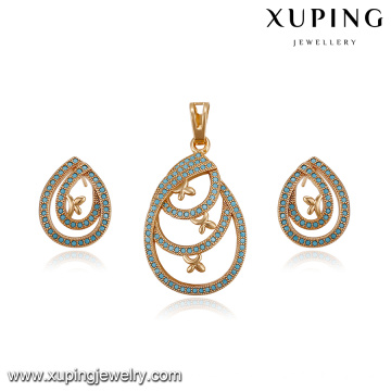 64197 Xuping wholesale jewelry molds for sale trendy waterdrop light blue turquoise fake gold jewelry set